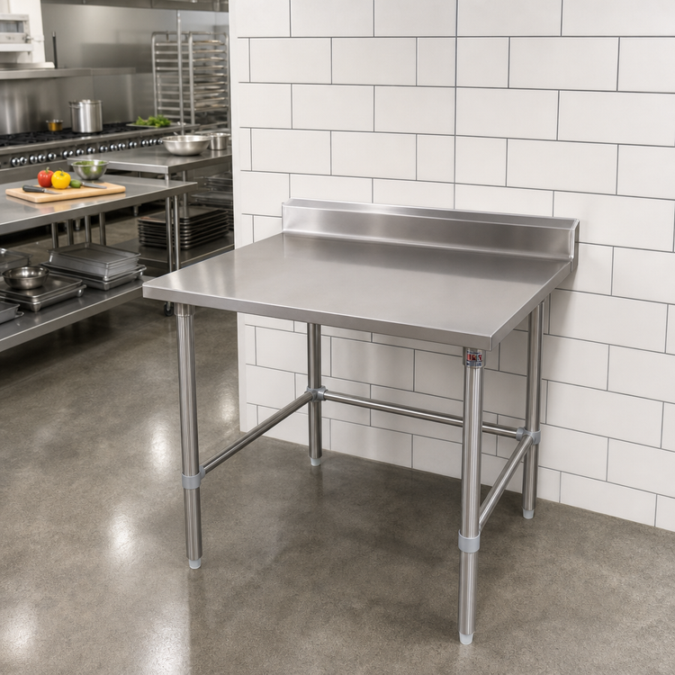 Product image #2 for John Boos Stallion 30" x 30" Stainless Steel Corner Work Table with 5" Backsplash
