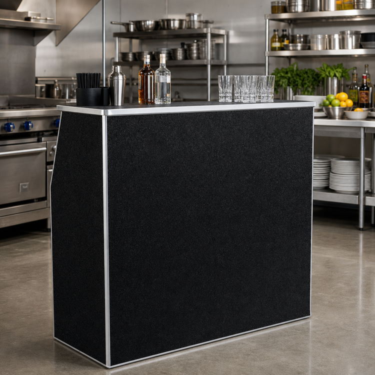 Product image #2 for 4-Foot Black Marble Laminate Foldable Portable Bar with Removable Aluminum Top