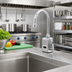 Thumbnail image #2 for ChekPoint Above Deck Electronic Touchless Faucet with Swivel/Rigid Gooseneck, Single Hole Deck Mount, 0.5 GPM