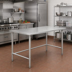 Thumbnail image #2 for Eagle Group Budget Series T2460STB 60-Inch x 24-Inch Flat-Top 430 Stainless Steel Work Table with Open Tubular Base