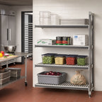 Thumbnail image #2 for Cambro Camshelving® Elements EXA186084V4480 Stationary Add-On Polymer Shelving Unit, 18" D x 60" W x 84" H, 4-Tier Vented, Gray
