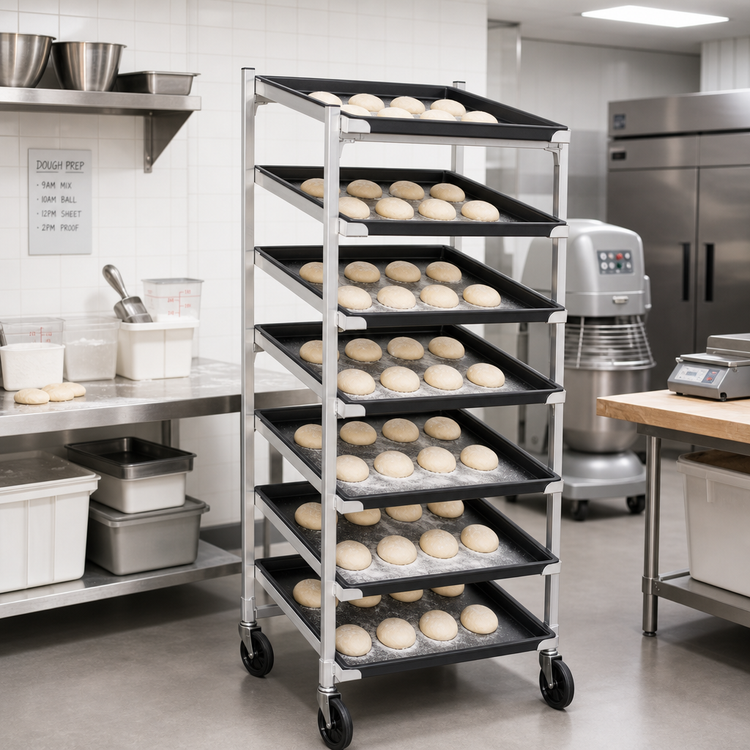 Product image #3 for DoughXpress DXDC-5 Dough Ball Storage Cart with 7 Slanted Trays, 63-Tub Capacity