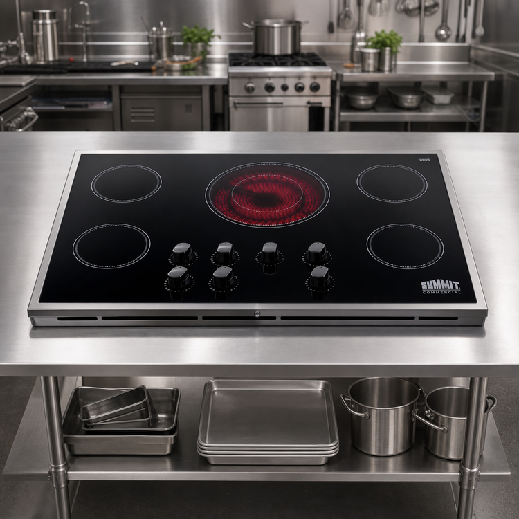 Product image #2 for Summit Commercial 36-Inch Built-In 5-Element Radiant Electric Cooktop with Black Ceramic Glass