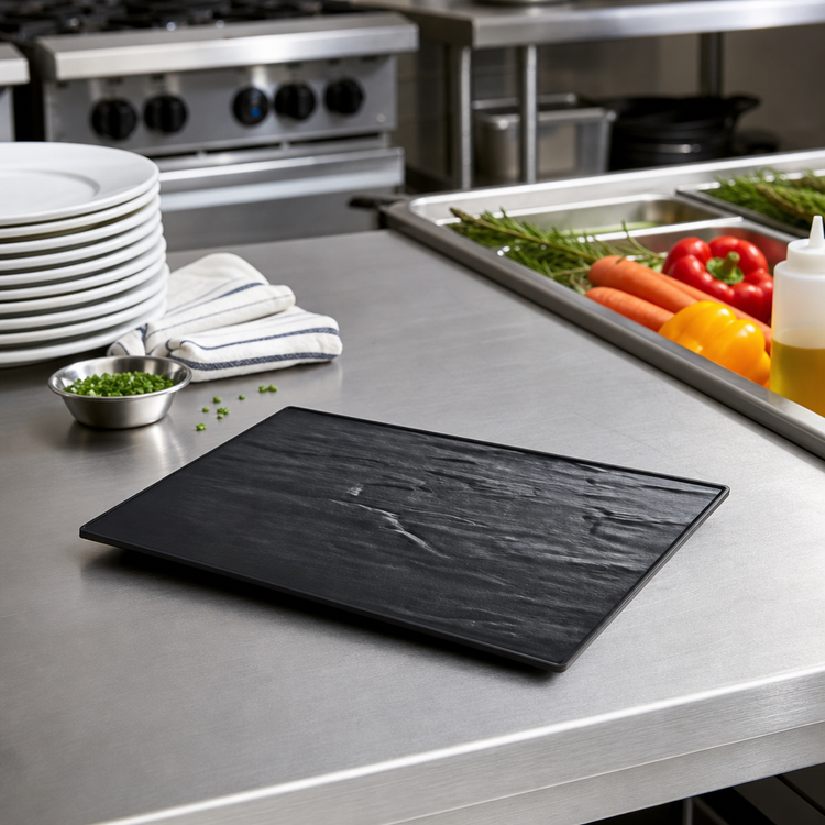 Product image #2 for Endurance Rectangular Break-Resistant Melamine Faux Slate Platter, 10 x 8-1/4 Inches