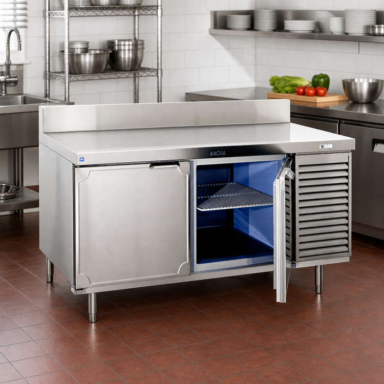 Product image #2 for La Rosa L-20162-32 Two-Section Worktop Freezer Base with 6" Splashguard