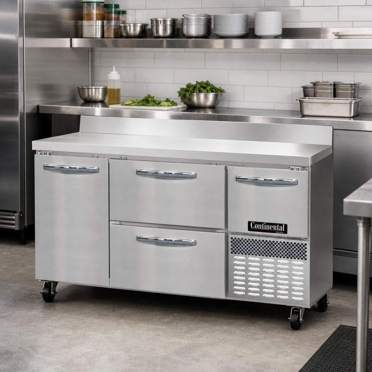 Product image #2 for Continental Refrigerator FA60SNBS-D 60" Shallow Depth Worktop Freezer with Drawers and Door