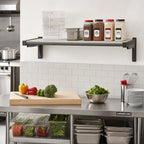 Thumbnail image #2 for Cambro Camshelving® Elevation EWSSKA2448S580 Wall-Mounted Solid Add-On Shelf Kit, 24 x 48 Inches, Brushed Graphite