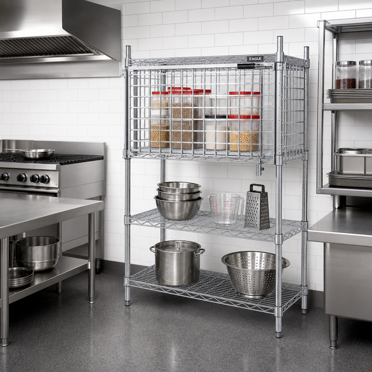 Product image #2 for Eagle Security Enclosure Kit with Single Flip-Up Door, Chrome Finish, 36 x 18 Inches