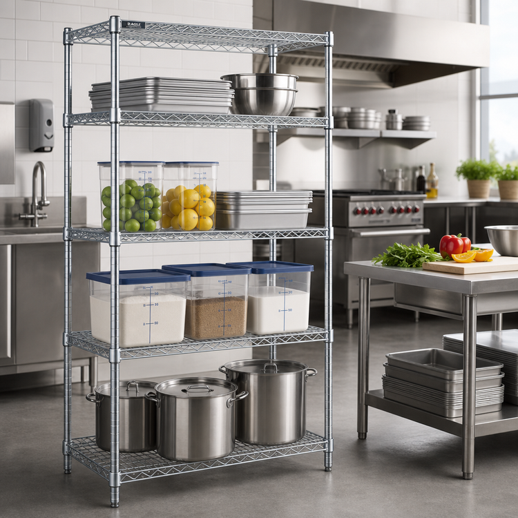 Product image #3 for EAGLEbrite Zinc Double-Mat Wire Shelving Starter Unit, 4-Tier, 36 x 24 x 63 Inches