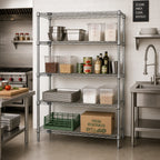 Thumbnail image #2 for Quantum WR63-2472C 4-Shelf Stationary Chrome Wire Shelving Starter Unit, 72"W x 24"D x 63"H