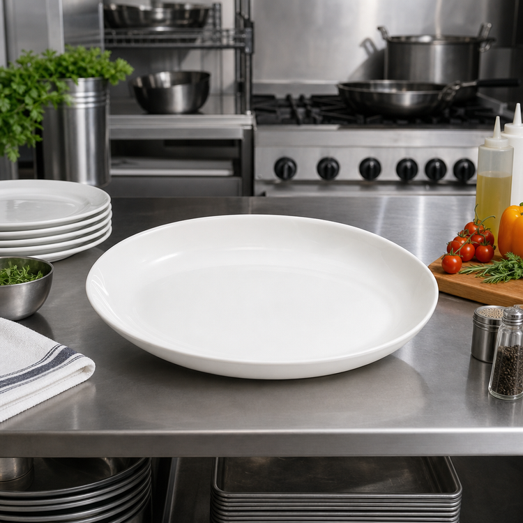 Product image #2 for Winco Endless Table Specialty Oval Deep Porcelain Platter, White, 15-1/2 x 11 x 2 Inches