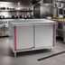 Thumbnail image #2 for Eagle Group Spec-Master 72-Inch x 30-Inch Flat-Top Stainless Steel Marine-Edge Enclosed Work Table with Sliding Doors