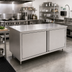 Thumbnail image #2 for John Boos 84-Inch x 36-Inch Stainless Steel Enclosed Work Table with Cabinet Base and Hinged Doors