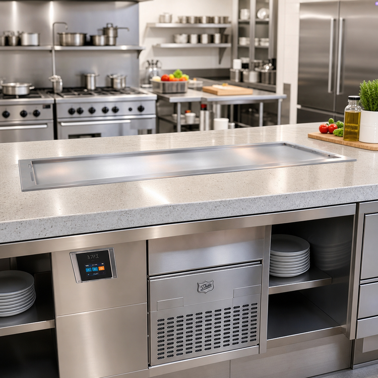 Product image #1 for Duke RHF3-SL HotFrost™ Recessed Hot/Cold Switchable Slimline Drop-In Food Well for (3) 18" x 26" Pans