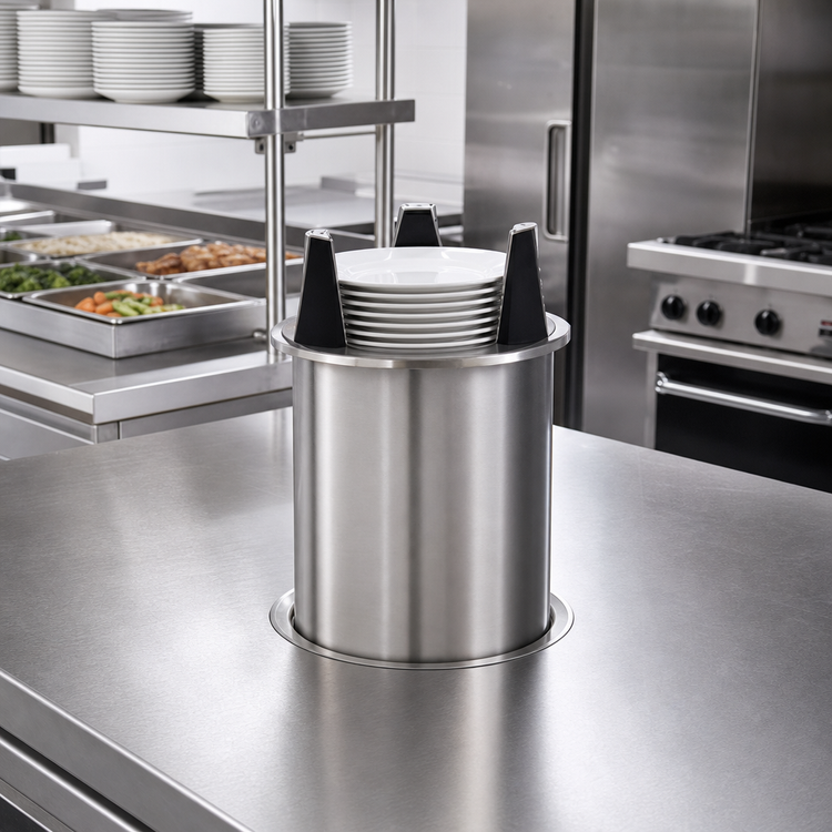 Product image #2 for Eagle Group Director's Choice Drop-In Unheated Shielded Dish Dispenser for 5-1/8-Inch to 5-3/4-Inch Round Plates
