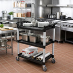 Thumbnail image #2 for Crestware RBTROLLEY 3-Tier Poly Bus Cart, Black, 265 lb. Capacity