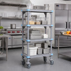 Thumbnail image #2 for Quantum Millenia QPM214886VS-5 Mobile Polymer Shelving Starter Unit, 48W x 21D x 86H, Gray, 5 Open Grid Shelves