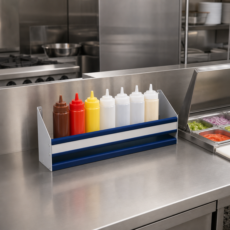 Product image #2 for Advance Tabco Prestige Signature Series Single-Tier Stainless Steel Speed Rail, 30 Inch, 7-Bottle Capacity
