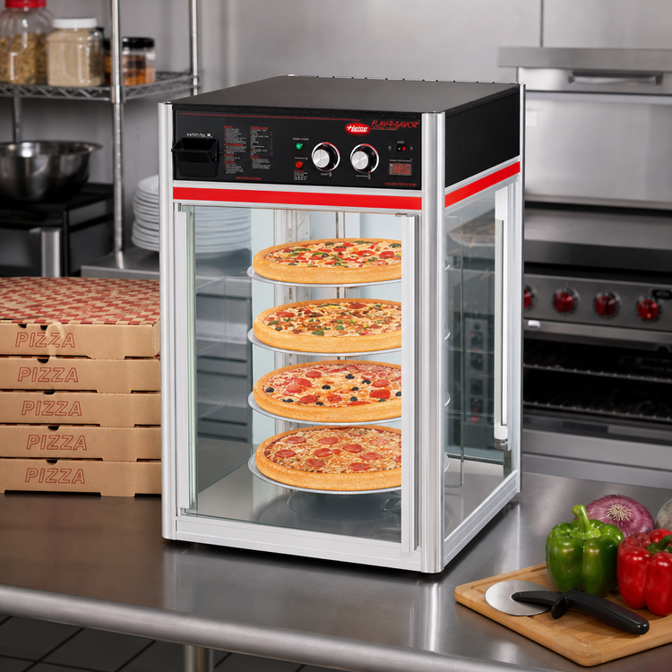 Product image #2 for Hatco Flav-R-Savor 2-Door Countertop Humidified Hot Food Holding and Display Cabinet with 4-Tier Motorized Rotating Circle Rack