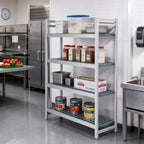 Thumbnail image #2 for Fermod Fermostock 4R26C83 4-Tier Starter Polymer Shelving Unit, 26"W x 22"D x 83"H, Gray Anodized Aluminum, 800 Lb. Per Shelf