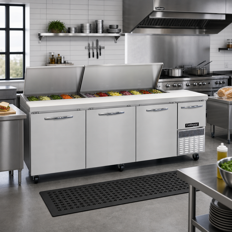 Product image #2 for Continental Refrigerator RA93N27M 93-Inch 3-Door Refrigerated Sandwich Prep Table with 27-Pan Top