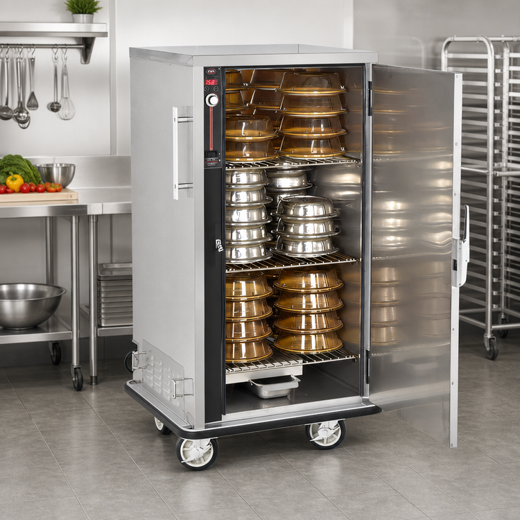 Product image #3 for FWE P-Series Mobile Heated Banquet Cart Holding Cabinet, 1 Compartment, 48-60 Covered 11-Inch Plate Capacity