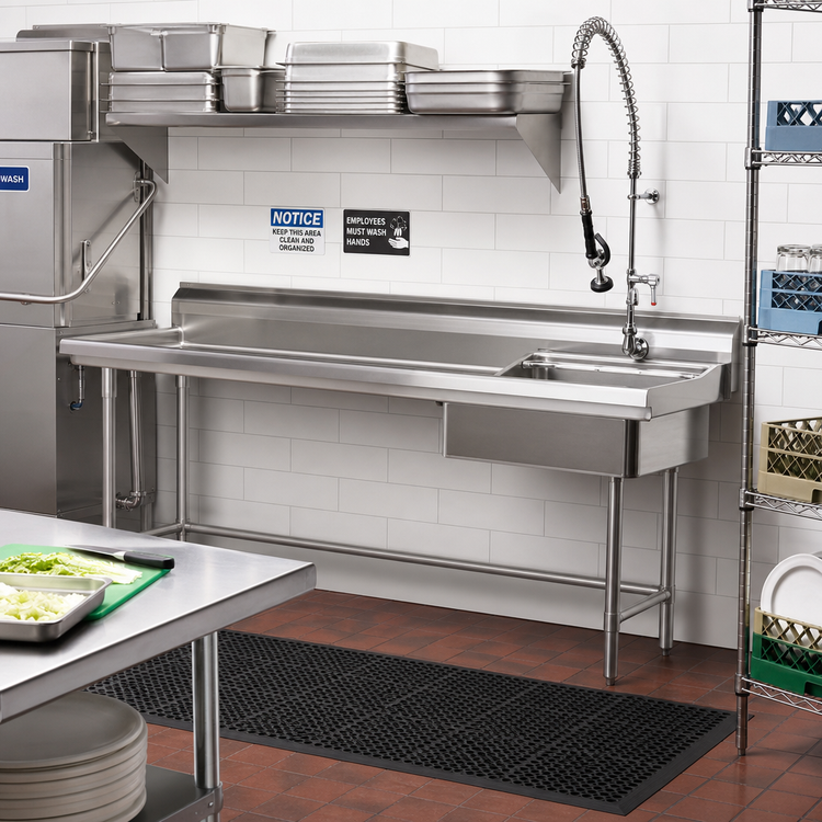 Product image #2 for Straight Soiled Dishtable with Left-to-Right Operation and Pre-Rinse Sink, 72 x 30 Inches