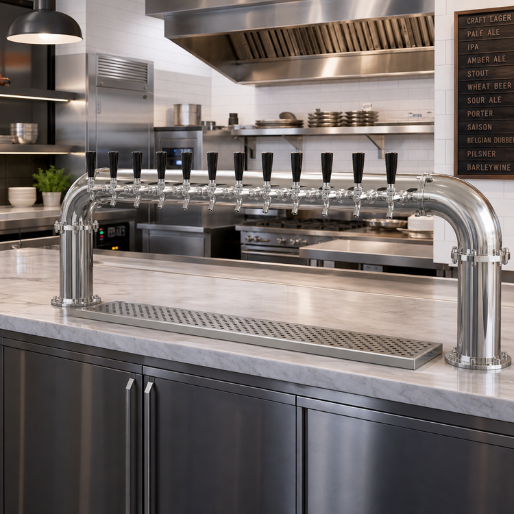 Product image #2 for Countertop Air-Cooled 12-Faucet Pipe Pass-Thru Draft Dispensing Tower