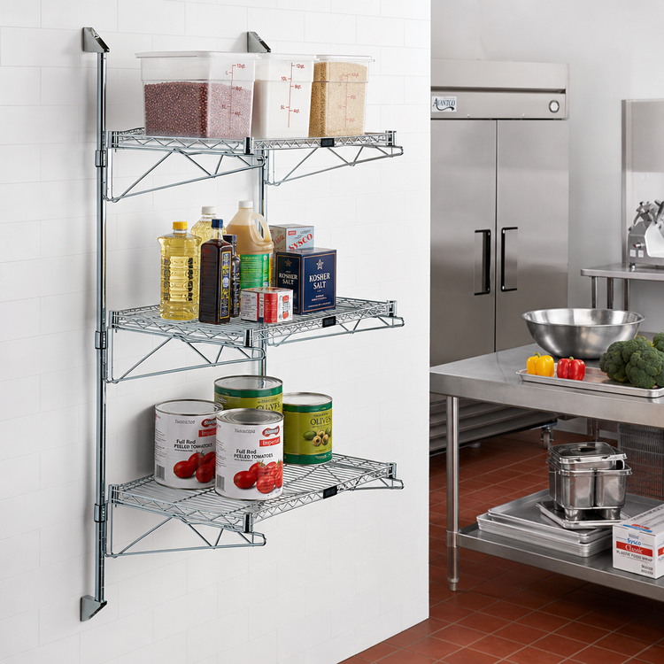 Product image #2 for Quantum Wall-Mounted Cantilever Starter Shelf Kit with 3 Wire Shelves, 54-Inch Posts and 18-Inch Cantilevers