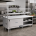 Thumbnail image #2 for Randell 70-1/2 Inch Modular Chef Service Counter Center Section with Plate Storage Cabinet and Double Overshelf