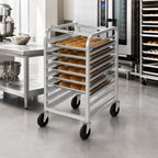 Thumbnail image #2 for Channel Manufacturing 428A Half-Height Aluminum Side-Load Bun Pan Rack, 9 Full-Size Pans, 3" Centers, 5" Casters