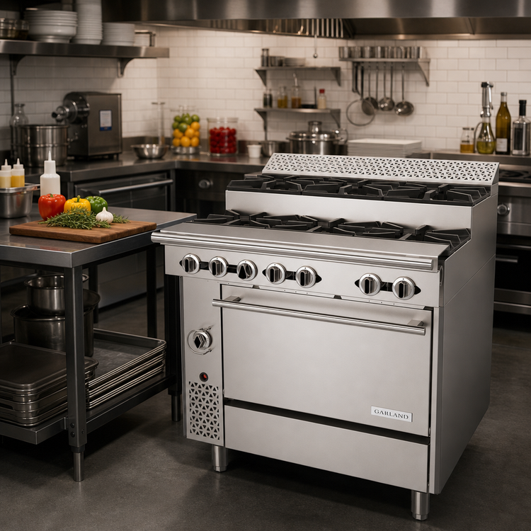 Product image #2 for Garland Cuisine Series 36-Inch Heavy Duty Natural Gas Step-Up Range with 6 Open Burners and Standard Oven