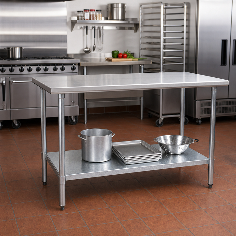 Product image #2 for Eagle Group BlendPort Deluxe Series 48-Inch W x 24-Inch D Stainless Steel Top Work Table with Galvanized Undershelf