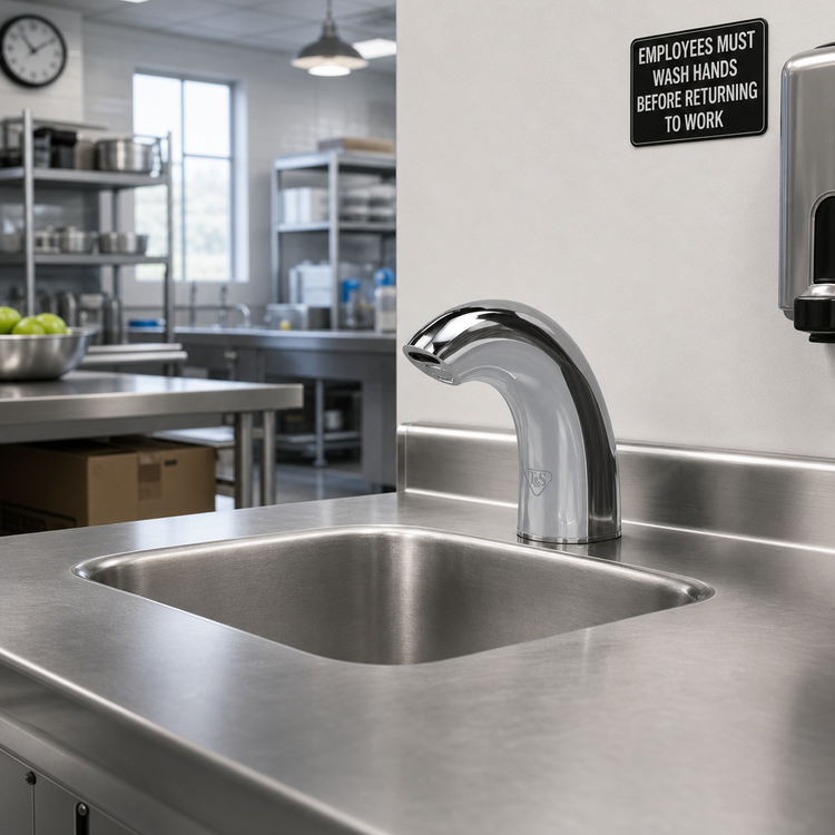 Product image #2 for T&S Brass WaveCrest Compact Cast Spout Touchless Lavatory Faucet, Single-Hole Deck Mount, Polished Chrome, 0.5 GPM
