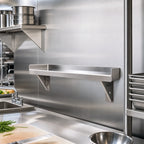 Thumbnail image #2 for John Boos BHS5186 Wall-Mounted Lavatory Shelf, 18 x 5 Inch, 16-Gauge 300 Series Stainless Steel