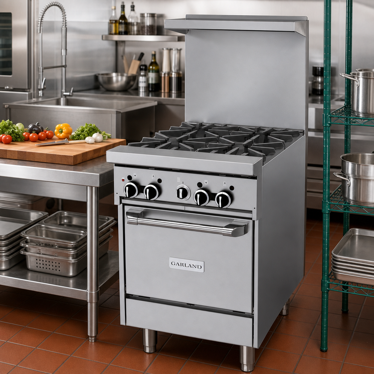 Product image #2 for Garland GFE Starfire Pro 24-Inch Gas Restaurant Range with 4 Open Burners and Space Saver Oven