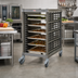 Thumbnail image #3 for Cambro Camshelving Ultimate Half-Size Mobile Sheet Pan Rack, 1-1/2 Inch Rail Spacing, 20 Pan Capacity, Brushed Graphite