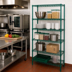 Thumbnail image #2 for Quantum WR86-1430P-5 5-Shelf Wire Shelving Starter Unit, 30"W x 86"H, Green Epoxy Finish