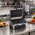 Thumbnail image #2 for Eurodib Commercial Single Panini Grill with Ribbed Cast Iron Top and Bottom Plates, 220V