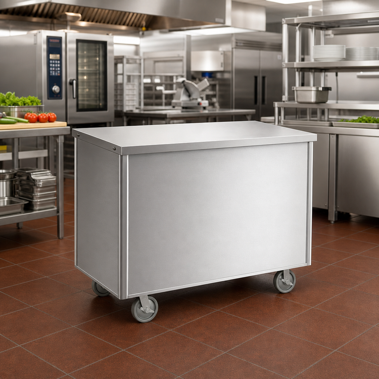 Product image #2 for Randell Mobile Stainless Steel Utility Serving Station with Enclosed Base, 24 x 30 x 35-1/2 Inches