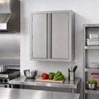 Thumbnail image #2 for John Boos WCH-60 60" W x 14-1/2" D x 36" H Stainless Steel Wall-Mounted Cabinet with Hinged Doors and Fixed Shelf
