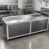 Thumbnail image #2 for John Boos 144-Inch Stainless Steel Work Table with Open Front Cabinet Base and 5-Inch Backsplash