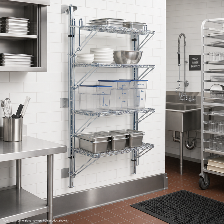 Product image #2 for Metro Super Erecta 4-Tier 24-Inch Chrome Plated Post-Type Mid Unit Wall Mount