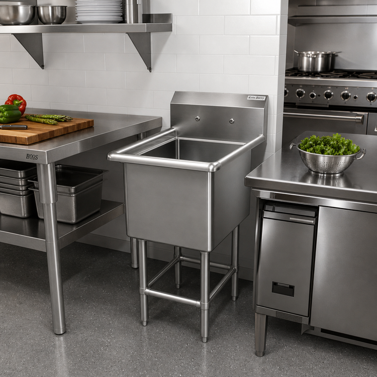 Product image #2 for John Boos Pro-Bowl 1-Compartment 14-Gauge Stainless Steel Compartment Sink with Legs, 24" x 24" x 12" Bowl