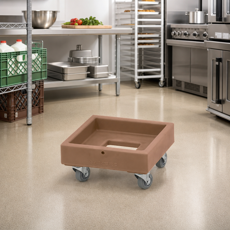 Product image #3 for Cambro Camdolly 13" x 13" Milk Crate Dolly, 250 lb Capacity, Coffee Beige