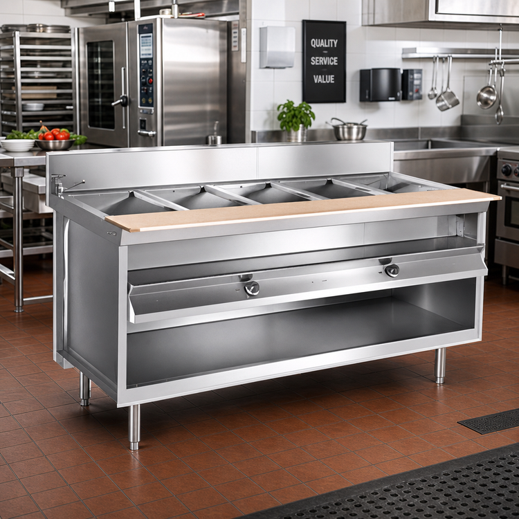 Product image #2 for La Rosa Refrigeration Electric Water Bath Hot Food Table, Two-Well Open Cabinet Base, 30 x 32 Inches