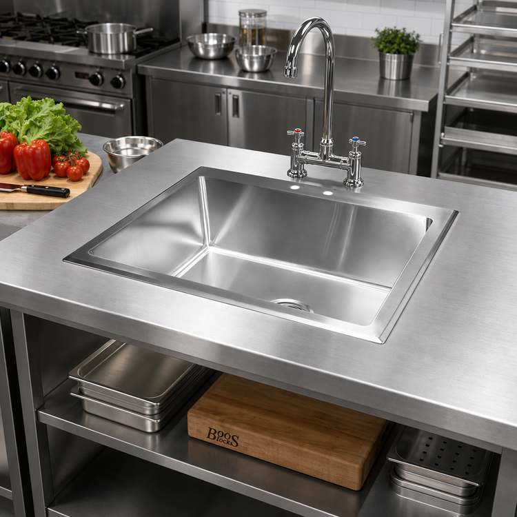 Product image #2 for John Boos Pro-Bowl 1-Compartment Drop-In Stainless Steel Sink with Basket Drain