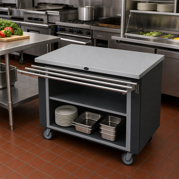 Product image #2 for Randell Custom & Serving RANFG ST-3S Mobile Modular Fiberglass Utility Worktop Serving Station with Open Shelf Base