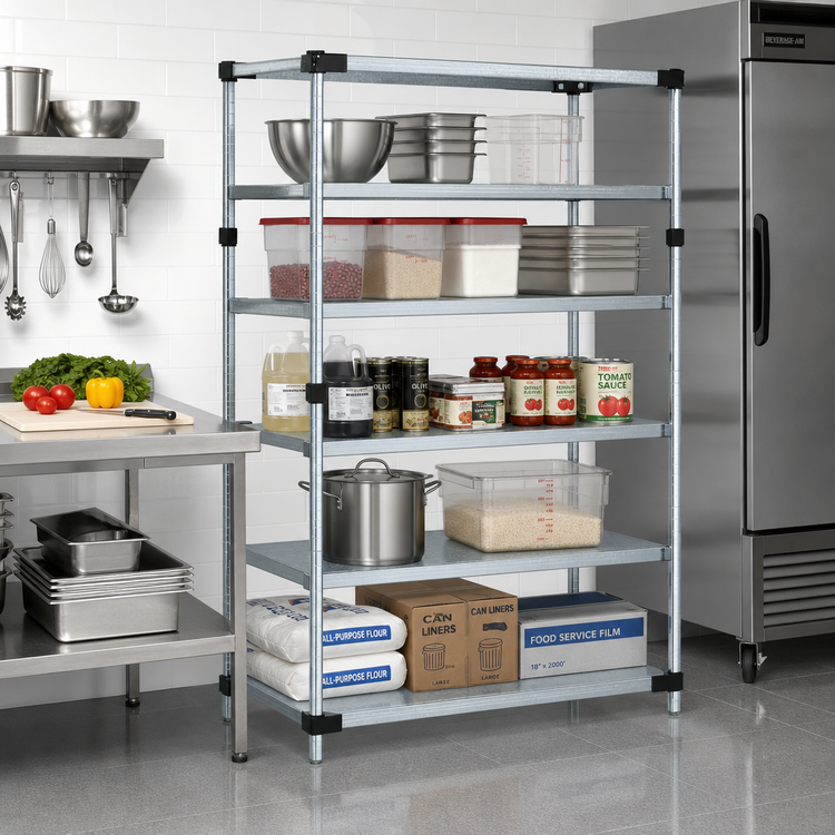 Product image #2 for Quantum 5-Shelf Stationary Solid Shelving Starter Kit, 42-Inch W x 18-Inch D x 74-Inch H