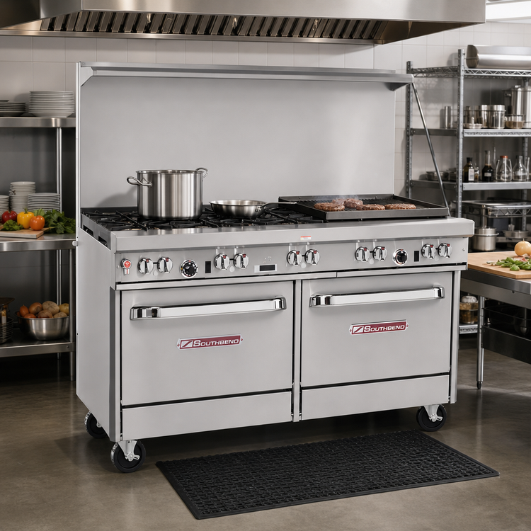 Product image #2 for Southbend Ultimate 60-Inch Gas Restaurant Range with 6 Burners, 24-Inch Charbroiler and 2 Standard Ovens